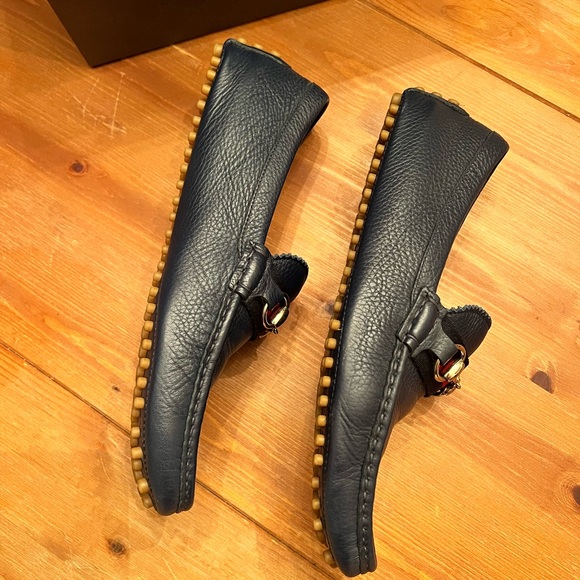 Mens Like New Navy Pebbled Leather Gucci Horsebit Driving Shoe w/ box size 8.5 - Picture 6 of 9